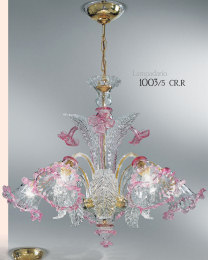Crystal chandelier with ruby decoration