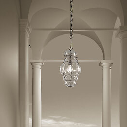 Crystal venetian lantern with rough steel finishes