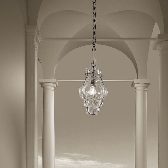 Venetian lanterns, Crystal venetian lantern with rough steel finishes