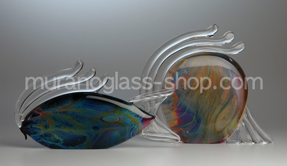 Stylized fish in chalcedony glass, Fish (long)