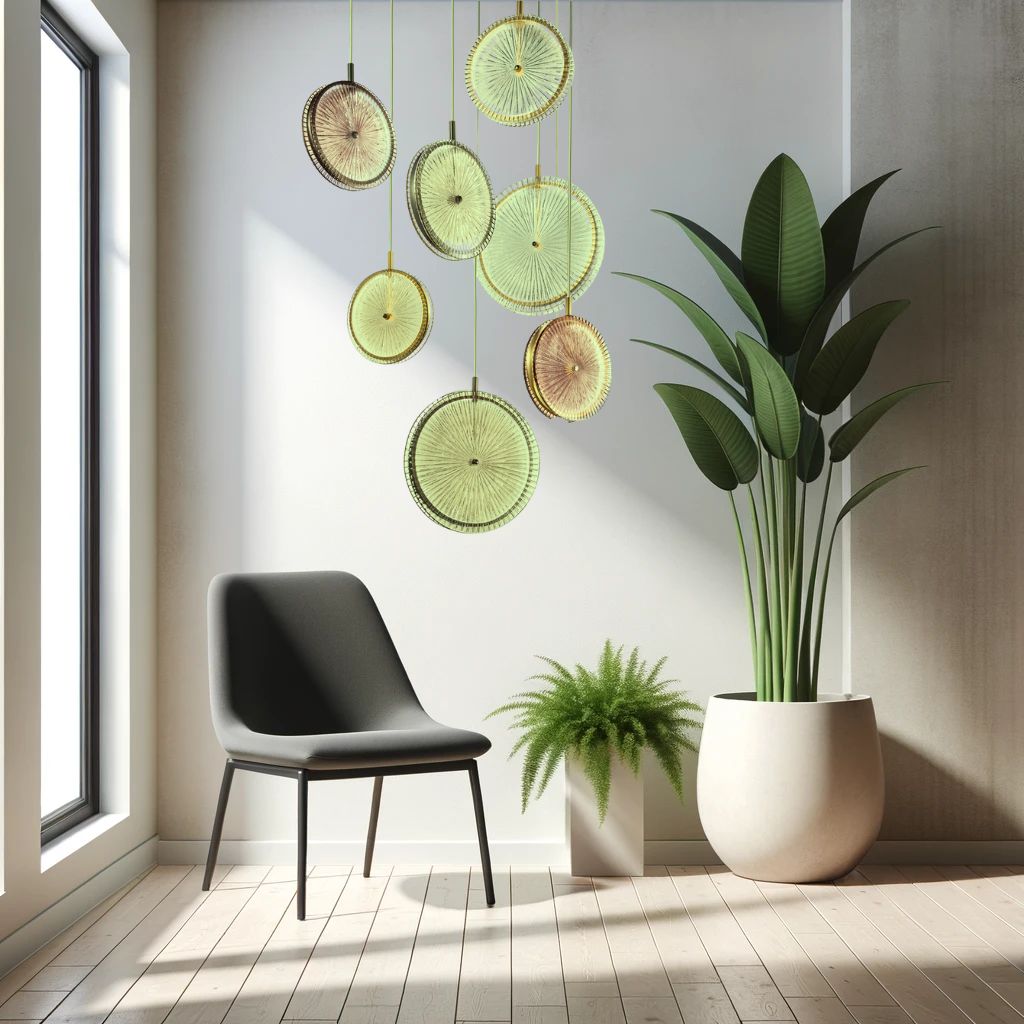 Fresh and natural environment with green lulù lamps